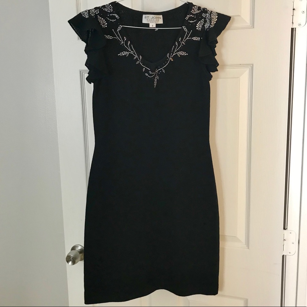 Black Mini Embroidered Dress